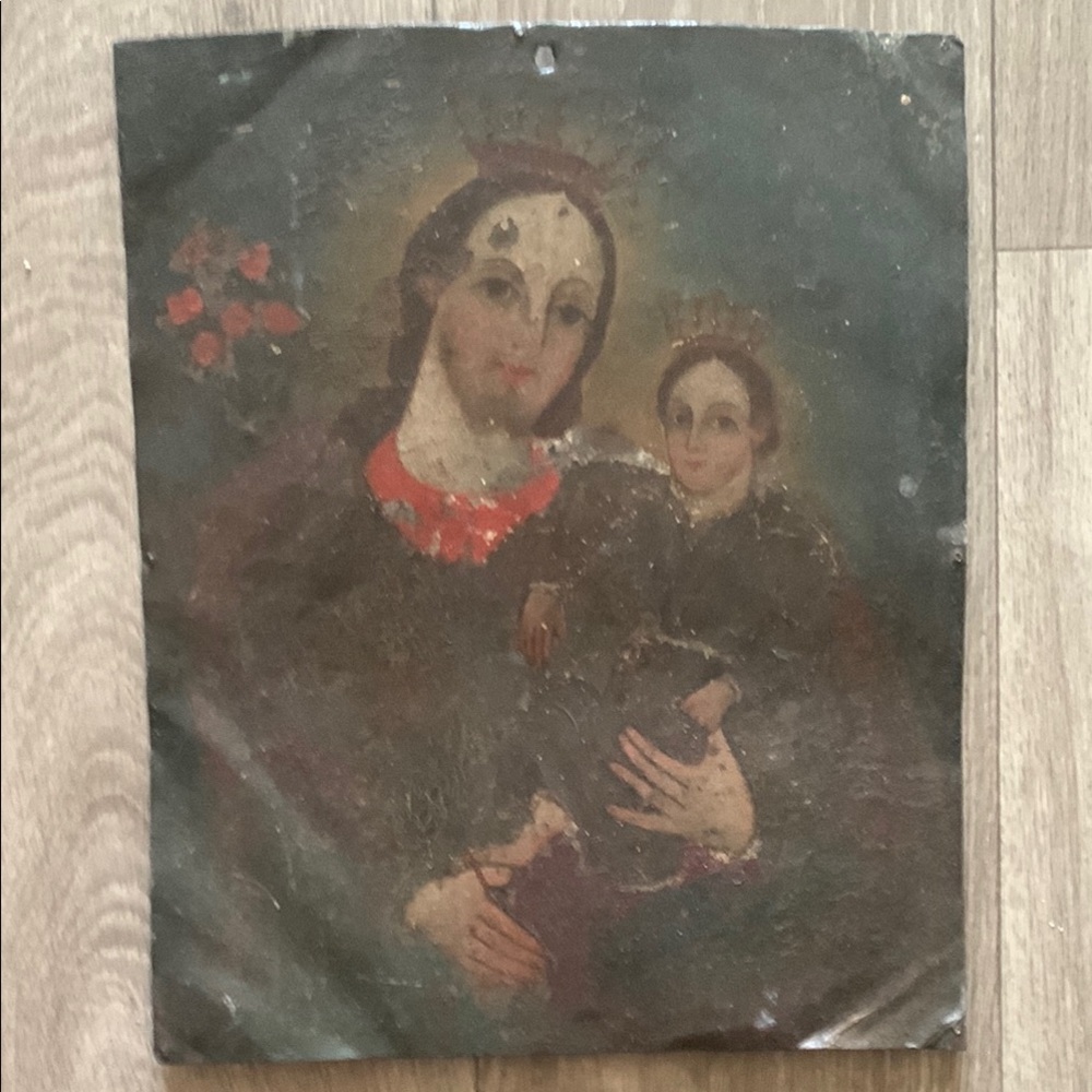 Mexican Retablo of Joseph and Baby Jesus.